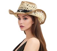 Generisch Cappello da cowboy da donna e uomo, cappello da pirata con decorazione della testa di toro anni '80, stile western jazz, cappello da Oktoberfest, cappello da cacciatore, costume da cowgirl