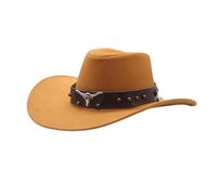 Generisch Cappello da cowboy da donna e uomo, costume da cowgirl, decorazione con testa di toro Wide Edge, cappello da cacciatore, cappello da carnevale, cappello da pirata, cappello da Oktoberfest