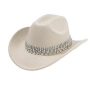 Generisch Cappello da cowboy da donna e uomo, in stile Oktoberfest, con nappe, cappello da cacciatore, costume da cowgirl, costume da carnevale, cappello da pirata anni '80, beige., Taglia unica