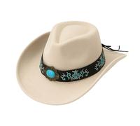 Generisch Cappello da cowboy da donna, marrone, da uomo, Wide Edge, cappello da pirata, cappello bavarese, cappello da cacciatore, costume da cowgirl anni '80, stile western, cappello jazz, cappello