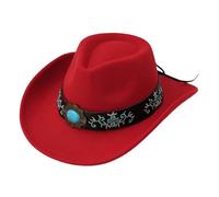 Generisch Cappello da cowboy da donna, marrone, da uomo, Wide Edge, cappello da pirata, cappello bavarese, cappello da cacciatore, costume da cowgirl anni '80, stile western, cappello jazz, cappello