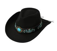 Generisch Cappello da cowboy da donna, marrone, da uomo, Wide Edge, cappello da pirata, cappello bavarese, cappello da cacciatore, costume da cowgirl anni '80, stile western, cappello jazz, cappello