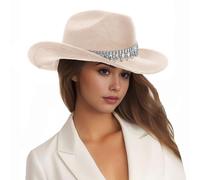 Generisch Cappello da cowboy, da donna, marrone, da uomo, Wide Edge, cappello da pirata, cappello da cowgirl, costume bavarese, cappello da cacciatore, costume da carnevale, stile western jazz