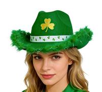 Generisch Cappello da cowboy, da donna, regolabile, ergonomico, verde, con un motivo a quadrifoglio, cappello western Festival Country, festa da uomo, accessorio per interni ed esterni