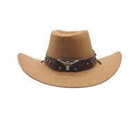 Generisch Cappello da cowboy da uomo, autentico cappello western da uomo, elegante jazz, nero, cappello western, cappello da cowboy, tesa larga con cinturino in pelle, per spettacoli affascinanti