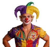 Generisch Cappello da cowboy da uomo, divertente, per carnevale, cortile, cappello con campane, cappello da clown colorato, cappello da clown a pois, cappello da clown con paillettes, cappello da