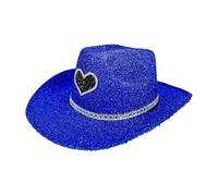 Generisch Cappello da cowboy glitterato, cappello da cowboy con glitter per uomo, western Wide Bim Cowgirl, cappello da discoteca, accessorio per costume da festa, accessorio per cosplay per uomini e