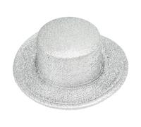 Generisch Cappello da cowboy occidentale alla moda con parte superiore piatta, filo dorato per spettacoli eleganti e feste, argento, Taglia unica