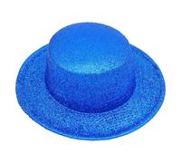 Generisch Cappello da cowboy occidentale alla moda con parte superiore piatta, filo dorato per spettacoli eleganti e feste, Blu, Taglia unica