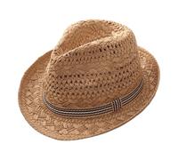 Generisch Cappello da cowboy, unisex, cappello di paglia da uomo, cappello da panama, cappello jazz, cappello da spiaggia, traspirante, cappello da pescatore, cappello da sole western da donna