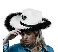 Generisch Cappello da cowgirl, cappello in feltro, cappello da cowboy, cappelli da uomo, elegante berretto in jeans a forma di cuore, classico accessorio per copricapo con tesa larga per feste a piedi