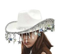 Generisch Cappello da cowgirl con nappe, cappelli da cowboy da donna | Retro Western Theme Cow Cappello | Copricapo con nappe cinque volte Star per accessori in maschera