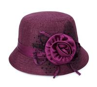 Generisch Cappello da donna con fiori e secchiello cloche bowler cappello da chiesa abito da sposa fascinator cappello invernale da sole in crescita, RD1, Taglia unica