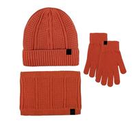 Generisch Cappello da donna Sciarpa Calda Carina Lana Cappello Sciarpa Guanti Tre Pezzi Inverno Neve Maglia Maglia Schermata Guanti Muffole Sciarpe Set Donna Gonna Elegante, Colore: arancione., Taglia