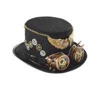 Generisch Cappello da jazz, stile gotico, portatile, con occhiali | Cappello da cowboy, unisex, per ragazzi, feste, balli in maschera, carnevale, cosplay, oggetti di scena per film