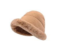 Generisch Cappello da pescatore invernale da donna, in pelliccia sintetica, con fodera in pile, elegante, per escursioni, viaggi, inverno, cachi, Taglia unica