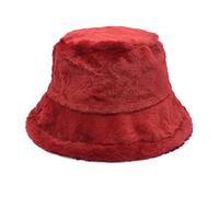 Generisch Cappello da pescatore termico invernale in tinta unita per donne, Colore: rosso, M