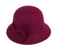 Generisch Cappello da sole da bambina 47 cupola rotonda, caldo berretto in lana da donna/inverno, elegante cappello con decorazione a fiocco, per l'uso quotidiano, cappello da sole con, RD2, Taglia