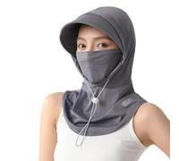Generisch Cappello da sole da donna, protezione del viso, antivento, pieghevole, lunghezza 47 cm, vestibilità regolabile, in fibra tessile leggera, per pesca, equitazione e viaggi, grigio