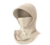 Generisch Cappello da sole da donna, protezione del viso, antivento, pieghevole, lunghezza 47 cm, vestibilità regolabile, in fibra tessile leggera, per pesca, equitazione e viaggi, cachi
