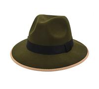 Generisch Cappello da sole da uomo, protezione per il collo, per coppie, cappello di lana, imitazione britannica, jazz, cilindro nero, cappello da uomo, verde militare, Taglia unica