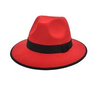 Generisch Cappello da sole da uomo, protezione per il collo, per coppie, cappello di lana, imitazione britannica, jazz, cilindro nero, cappello da uomo, Colore: rosso, Taglia unica