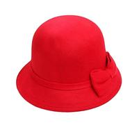 Generisch Cappello da sole in tessuto da ragazza a cupola rotonda, caldo cappello da donna e inverno, elegante cappello con decorazione a fiocco, per uso quotidiano, cappello da sole autunno, RD1