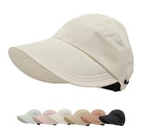 Generisch Cappello da sole UV Protezione Hollow Top, Visiera Estiva Regolabile a Bordo Largo, Cappello da Spiaggia Pieghevole e Traspirante Protezione Solare, bianco, Taglia unica