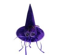Generisch Cappello da strega per feste di Halloween, flanella, costume da strega con rosso (viola, taglia unica)