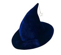 Generisch Cappello da strega per Halloween, 1 pezzo con ciondolo a forma di stella, 35,5 x 2 1 cm, accessorio per adulti, ideale per costumi, festival e feste, streghe decorative toccate