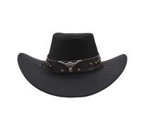 Generisch Cappello da uomo in stile cowboy occidentale, cappello da bowler in stile jazz, per spettacoli cosplay, l'ultimo cowboy viene spento (nero, M)