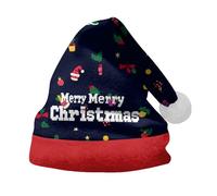 Generisch Cappello da uomo invernale nero feste e costume events Christmas Tree Santa Printing Santa's Hat Cappellino invernale per bambini (Dark Blue, M)
