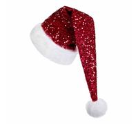 Generisch Cappello di Babbo Natale con paillette, per adulti, da donna, da uomo, con cappello di Natale, per feste e Natale, in maglia, antivento, per l'Avvento