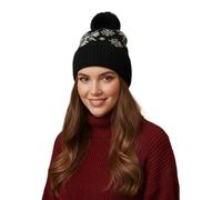 Generisch Cappello di Natale da donna caldo Plus velluto spesso imitazione lana visone cappello da sci outdoor fiocchi di neve lavorato a maglia, Nero , Taglia unica