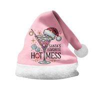 Generisch Cappello di Natale da donna, divertente cappello di Babbo Natale con motivi natalizi per adulti, cappello di Babbo Natale, caldo e spesso, comodo cappello di Natale, accessorio per festival