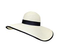 Generisch Cappello di paglia da donna, per il tempo libero, per le vacanze, per la spiaggia, per il sole, bianco, M