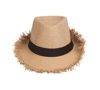Generisch Cappello di paglia per spiaggia e carnevale, a tesa larga, cappello da sole a tesa larga, per estate, viaggi, pesca, golf, escursionismo, carnevale, vacanze, feste in giardino