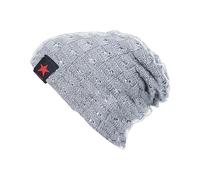 Generisch Cappello e inverno doppia striscia calda lana maglia sciarpa e guanti donna set, grigio., Taglia unica