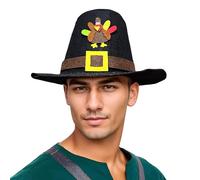 Generisch Cappello per il giorno del Ringraziamento per adulti, cappello da pellegrinaggio nero, elegante cappello casual con cintura, classico cappello per il giorno del Ringraziamento con fascia