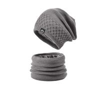 Generisch Cappello sciarpa giallo set Hood Ski Over Windproof Plush Hood Fuzzy Ski Winter Adjustable Women Men Beanie Set guanti da donna, grigio., Taglia unica