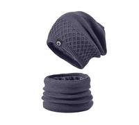 Generisch Cappello sciarpa giallo set Hood Ski Over Windproof Plush Hood Fuzzy Ski Winter Adjustable Women Men Beanie Set guanti da donna, Blu marino, Taglia unica