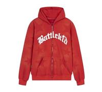 Generisch Cappotto con cappuccio da uomo con stampa a stella e pratica chiusura lampo per un look casual alla moda, Colore: rosso, L