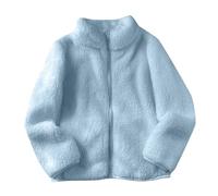 Generisch Cappotto con cappuccio in pile bicolore da donna, di media lunghezza, ragazzo invernale da neve, ideale come regalo di Natale, BU1, 9-10
