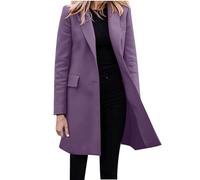 Generisch Cappotto da donna con colletto rovesciato, doppio petto, taglie grandi, antivento, lungo, invernale, tinta unita, regolabile, per autunno e inverno, O viola, 4XL
