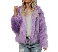 Generisch Cappotto da donna in pelliccia sintetica con una calda giacca invernale per il tempo libero per un comfort confortevole nella stagione fredda, Lilla, XL
