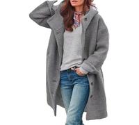 Generisch Cappotto da donna, trench, a maniche lunghe, elegante, con bottoni sottili, caldo, per le mezze stagioni, per autunno e inverno, giacca parka con colletto a risvolto, cappotto di lana per
