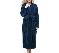 Generisch Cappotto da notte Vesti per le Donne Lunghe Panno di Cotone Vesti per Le Donne Taglie Forti Accappatoio Donna Vestiti Da Donna Breve Accappatoio Donna, Blu marino, XL