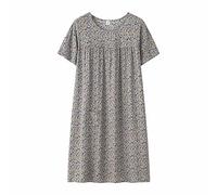 Generisch Cappotto da sposa in cotone seta manica corta abito da notte per le donne di mezza età sciolto corrispondenza casa indossare più anziani pigiameria plus size abito M Shirt, grigio., Taglia