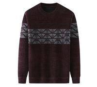 Generisch Cappotto da uomo invernale caldo maglione con fodera in peluche spesso lungo cappotto di lana per le giornate fredde, Brick rosso, XL