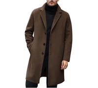 Generisch Cappotto di lana da uomo, lungo, elegante, invernale, da lavoro, da uomo, lungo, invernale, da uomo, per le mezze stagioni, autunno, trench